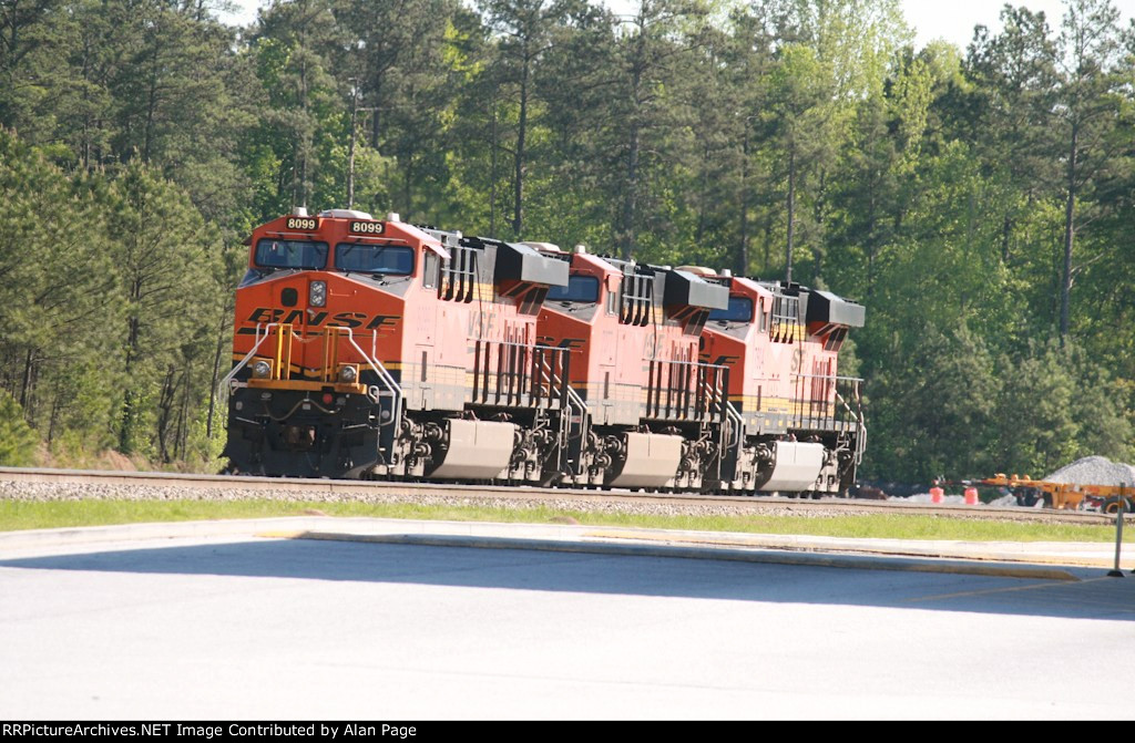 BNSF 8099 leads 7077 and 7604 in a trio of units
